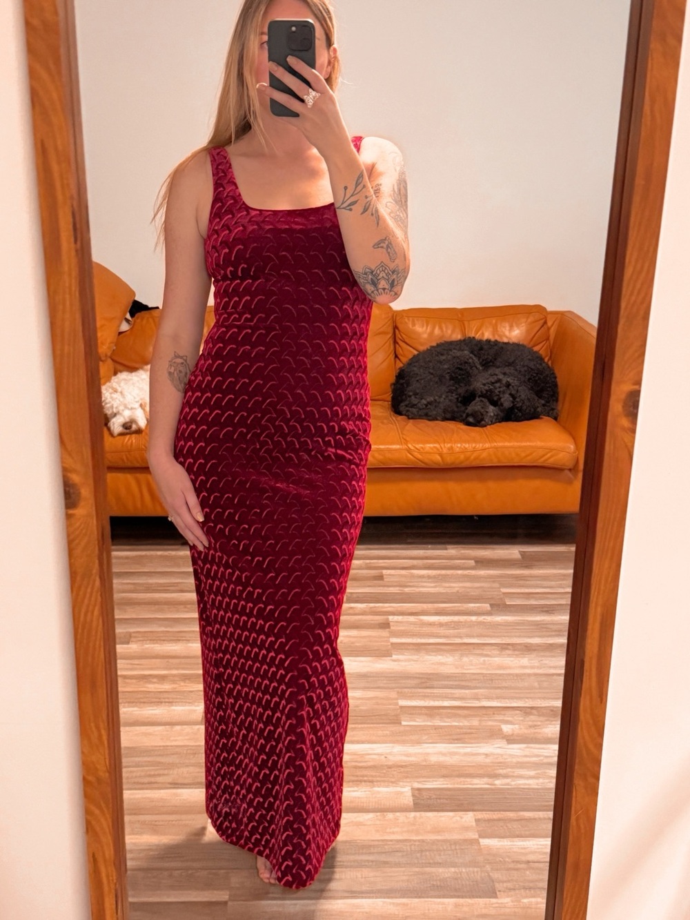 Vintage 90s Velvet Maxi Dress in Deep Wine